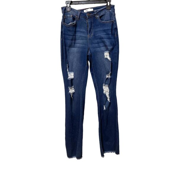 Vintage YMI Y2K HIGH RISE SUSTAINABLE FLARE JEANS FRAYED HEM Size 9/29 - Picture 1 of 8